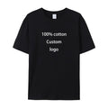 Custom Logo Workwear Black 100% Cotton T Shirt 180GSM Casual Business Uniform Tee with Silk-Screen DTF Printed Design