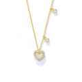 Fulsun Fine Jewelry Gold Plated 925 Sterling Silver CZ Zircon Hollow Heart Lovers Pendant Necklace for Women Gifts