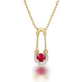 18K Yellow Gold Natural Ruby Vintage Link Chain Pendant Necklace Trendy Fashion Fine Personalized Wedding Valentine's Day Gift