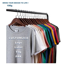 190 Grams Wholesale 100% Cotton Customizable Digital Solid Pattern Unisex Casual T-Shirts Breathable Anti-Shrink Anti-Pilling