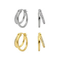 FUAMAY 925 Sterling Silver Double Two Hoop Earrings 18k Gold Plated DUO Layer Hoop Earrings