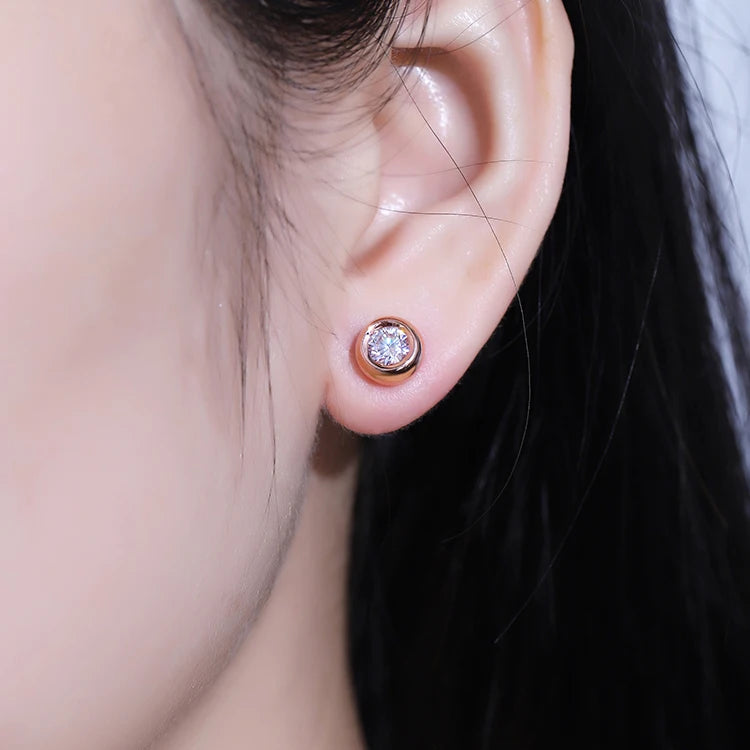 Ladies Moissanite Earrings 925 Silver d Vvs Moissanite Diamond Rose Gold Plated Womens Earrings