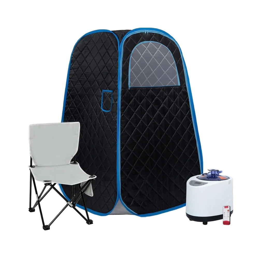 Portable 1000W 2.2L Black Folding Chair Modern Design Commercial SPA Sauna Foldable Steamer Remote Control Eco-Friendly Safe 2