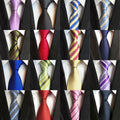 Fashion Striped Plaid Men's Tie Red Blue Grey Classic Neck Ties 8cm Silk Necktie