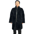 Wholesale Custom Streetwear Eco-Friendly Breathable Thick Patchwork Polyester Filled Long Standing Collar Black Men's Rex Fur