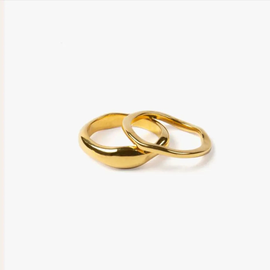 18K Gold Plate Stainless Steel Ring Double Layer Women Fashion Ring for Couples and Multi-Layer Women Finger Ring Manufacturer