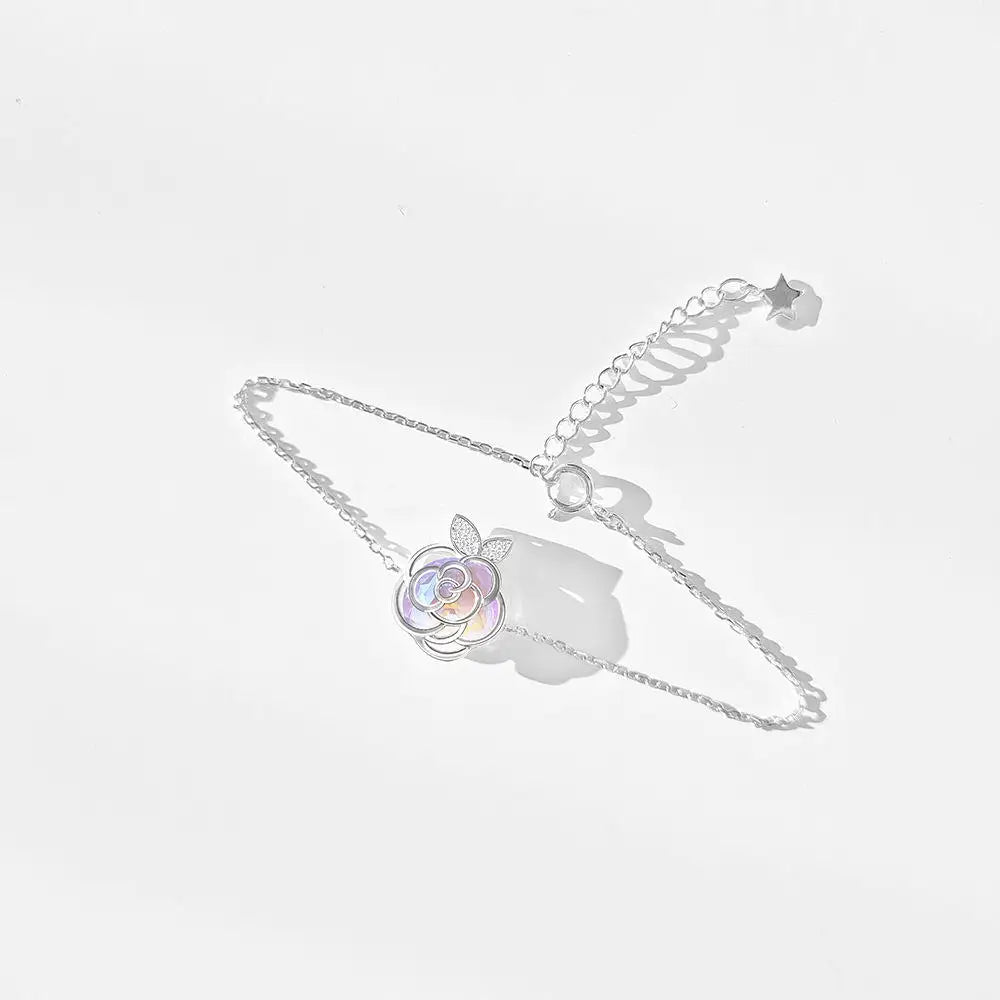 Luxury Classic Gold Plated S925 Sterling Silver Flower Charm Adjustable Bracelet-Gift for Party Occasions