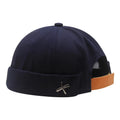 Retro Cotton No Visor Rolled Cuff Dockers Cap Skull Melon Brimless Fashion Wholesale Adjustable Leather Strap