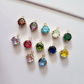Hypoallergenic PVD Gold Plated 7mm Stainless Steel Round Claw Glass Birthstone Drop Charms