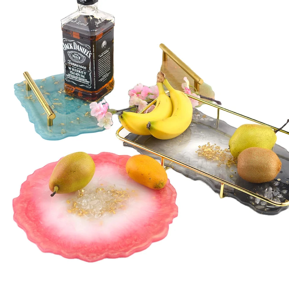 TC023 Eco-Friendly Handmade Three Layer Large Resin Silicone Mold Irregular Tray Geode Coaster Jewelry Tools