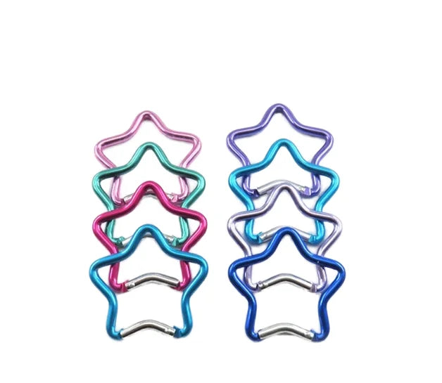 Camping Outdoor Backpack Colorful Star Shape Carabiner Aluminum Snap Quick Link Locking Karabiner Hanger Hook Buckle