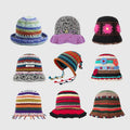 Handmade Knitted Colorful Striped Beanie Warm Fisherman Crochet Rasta Bucket Hat for Fishing Casual Party Cycling Leaf Pattern