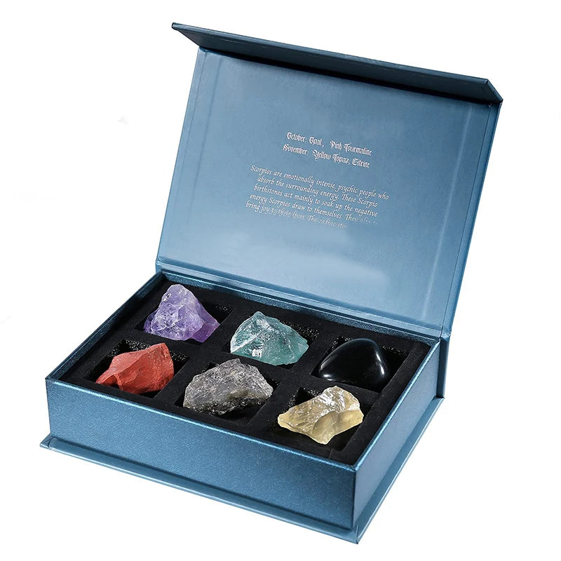 Pisces Healing Crystal Stones Set Birthstones with Polished Technique Gift for Women with Horoscope Box