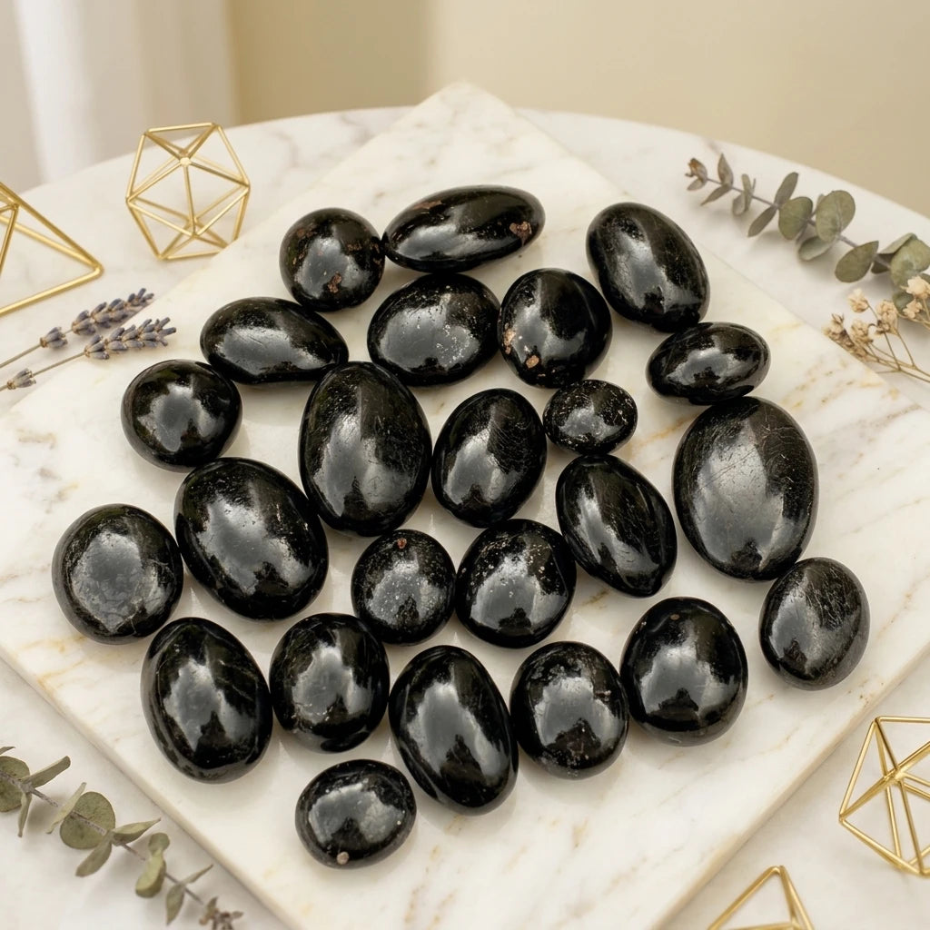 Wholesale High Quality Healing Crystal Crafts Natural Black Tourmaline Quartz Palm Stone for Home Decoration