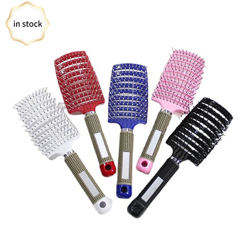 Women Hair Scalp Massage Comb Bristle Nylon Hairbrush Curly Detangle Hair Brush for Salon Hairdressing Tools