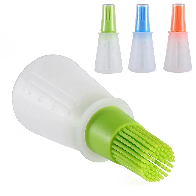 ONEQUAN BBQ Oil Brush High Temperature Resistant Bottle Barbecue Brush Silicon Oil Bottle Brush with Lid