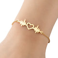 New Design Non Tarnish Silver 18K Gold Plated Stainless Steel Women Charm Heartbeat Heart Beat Bracelet Jewelry