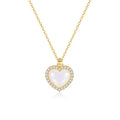 Wholesale No Fade Fashion Stainless Steel Luxury Women Zircon Dainty Heart Pendant Pearl Necklace