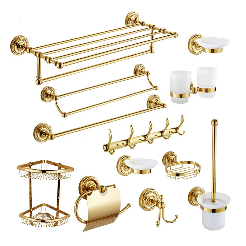 Bathroom Accessories Solid Brass Chrome Eco-Friendly Midcentury Design Toilet Paper Holder Towel Rack Tissue Bath Hardware Set
