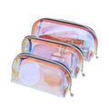 New TPU Laser  Waterproof clear Zipper Dazzle Color Storage Three Sets of Simple Makeup Cosmetic Bag
