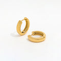 Fenny 18K Gold-plated Waterproof&No Fade Trendy Simple Tire Pattern Huggie Earring Wholesale Stainless Steel Ladies Jewelry