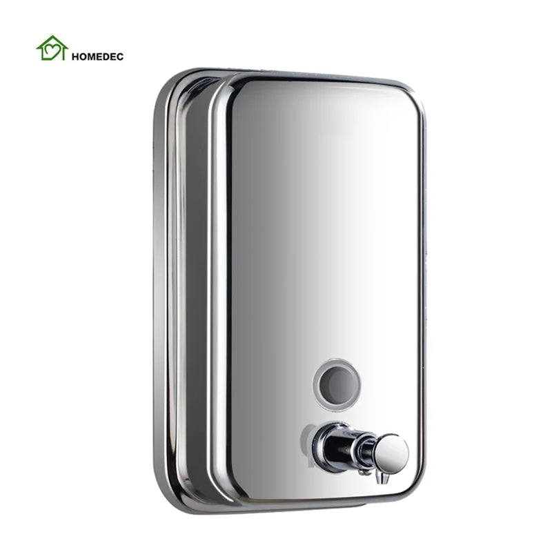 Wall Mounted 1000ml Brushed 304 Stainless Steel Manual Hand Soap Dispenser Modern Style for Bathroom or Hotel Use