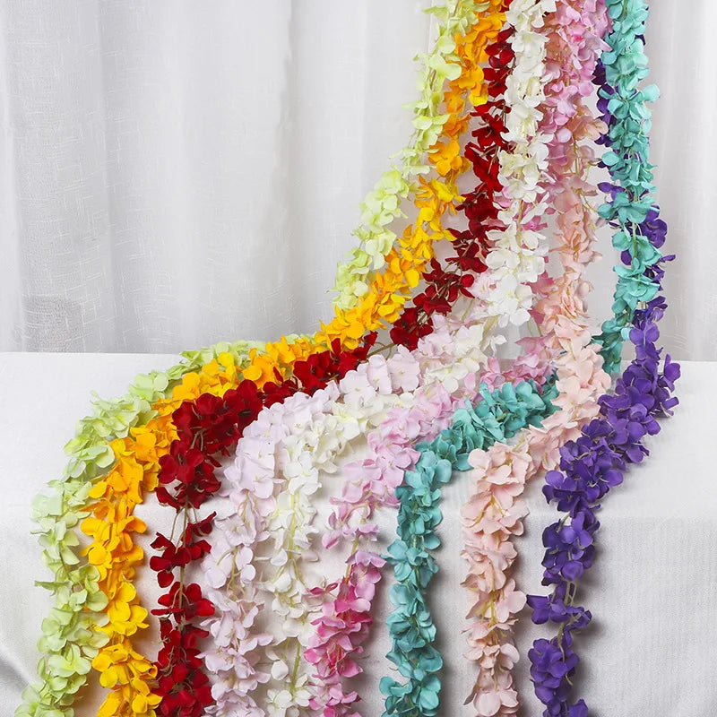 2M Artificial Silk String Wisteria Vines Handing Flower Garlands for Wedding  Decoration