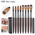 New Acrylic Brush Custom Logo Private Labels Nail Brush Wooden 100% Kolinsky Nail Brush With Packaging Bag
