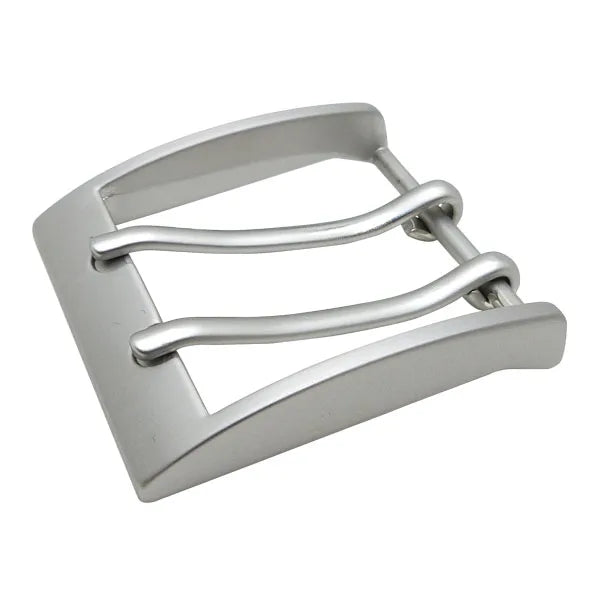 Personalized 40mm Neutral Style Double Prong Buckle Brushed Nickel Texture for Mens Fashion Leather Straps with Custom Logo