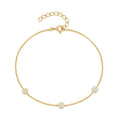 Fashion Jewelry 925 Sterling Silver Simple Three Round Mini Full Diamond Zircon Gold Plated Bracelets for Women