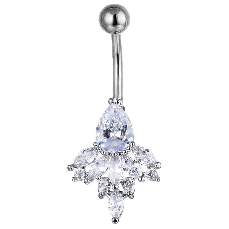 Fashion Piercing Belly Button Rings Marquise CZ Navel Piercing Stainless Steel Body Jewelry Wholesale
