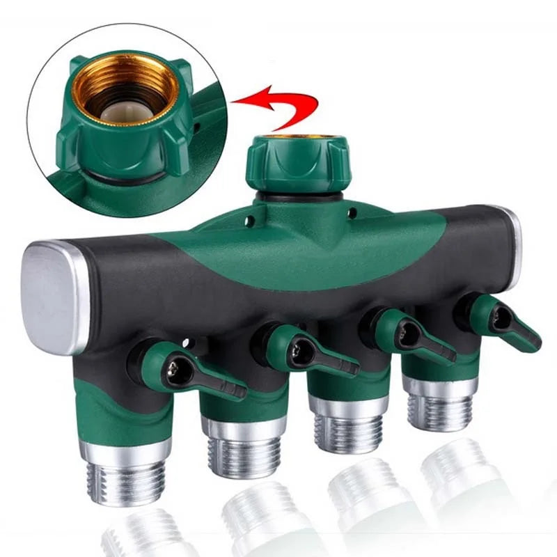 Europe and America Hot Selling 4-Way Adjustable Switch Garden Tap Irrigation Valve Metal Connection for Hose Pipe