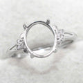 Sterling Silver 9*11mm Semi Mount Ring Empty Frame Blank Support Setting S925 Base Holder Without Center Stone for DIY Inlay
