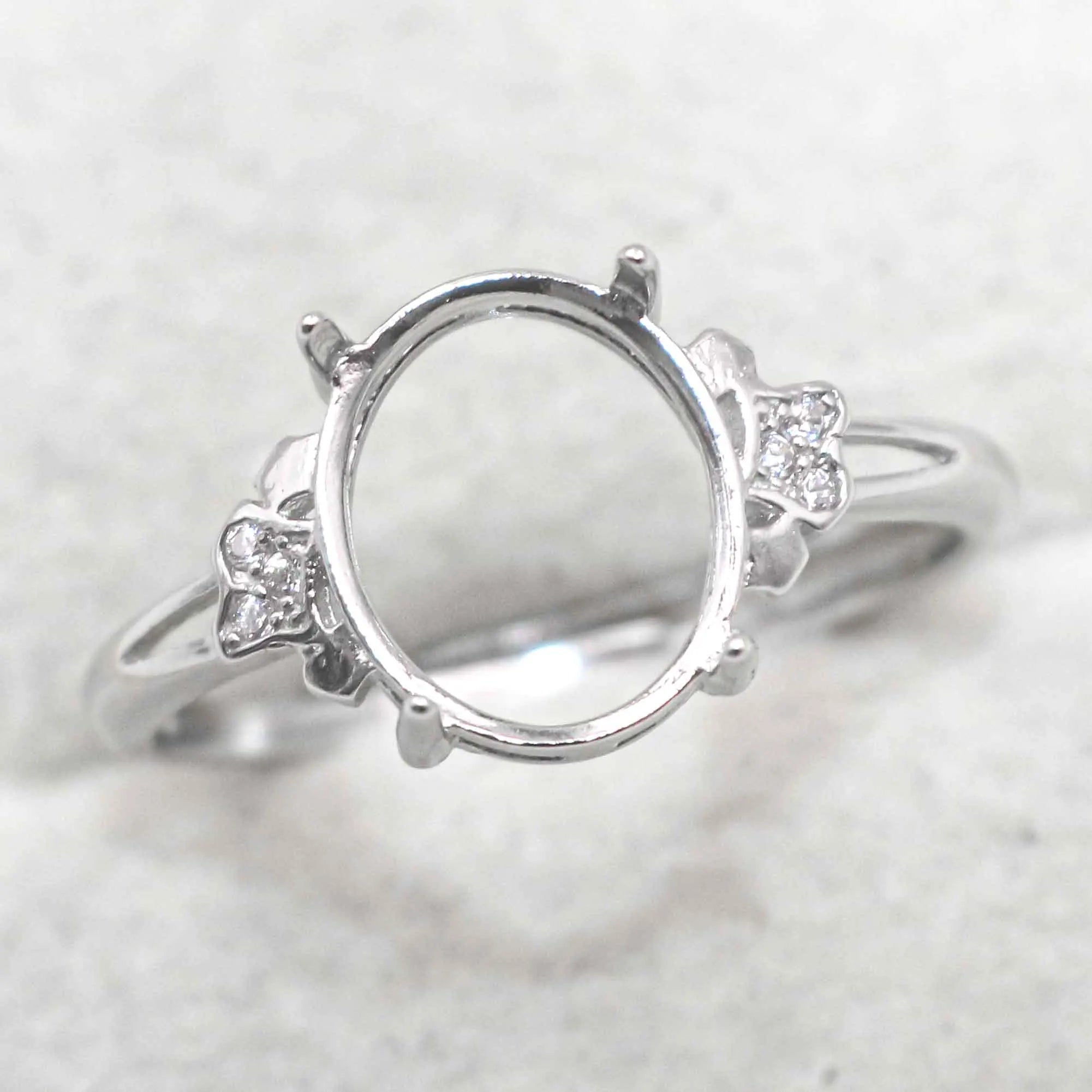 Sterling Silver 9*11mm Semi Mount Ring Empty Frame Blank Support Setting S925 Base Holder Without Center Stone for DIY Inlay