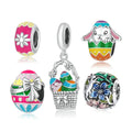 Jiangyuan Fine Jewelry Lovely Rabbit Easter Egg Charms S925 Silver Jewelry Pendant 925 Sterling Silver Charms for Jewelry Making