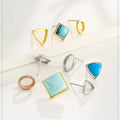 Sterling Silver Triangle Rectangle Oval Cabochon Ear Studs Findings 6mm-10mm Stone Earring Post Set