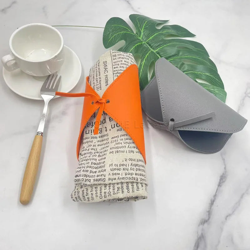 Wholesale Leather Napkin Ring Handmade Waterproof Buckle Towel Holder Table Decor Napkin Holder