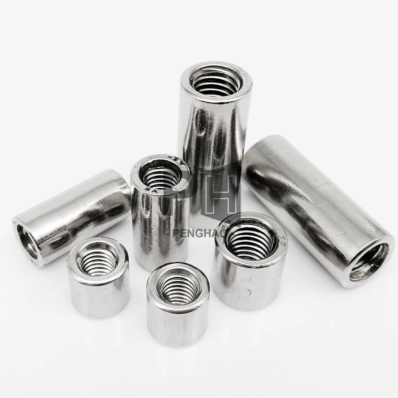 OEM Factory Custom Stainless Steel 304 316 Round Hex Spacer Right and Left Hand Threaded Long Stainless Steel Coupling Hex Nut