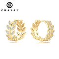 New Arrival Trendy 1.3mm Moissanite Earrings 925 Sterling Silver Hoop Special Leaves Earrings for Women