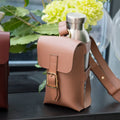 Insulated Bottle Bag Phone Carrier PU Leather Two-way Phone Bag Water Bottle Holder Bag with Strap