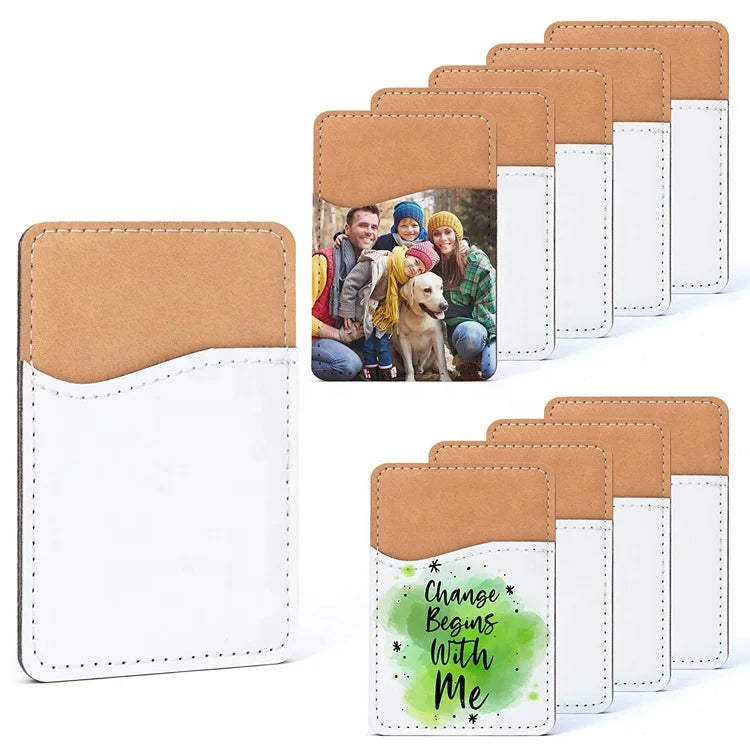 Wholesale DIY Phone Wallet Custom Self Adhesive Stick on Mobile Phone PU Leather Sublimation Blank Phone Card Holder