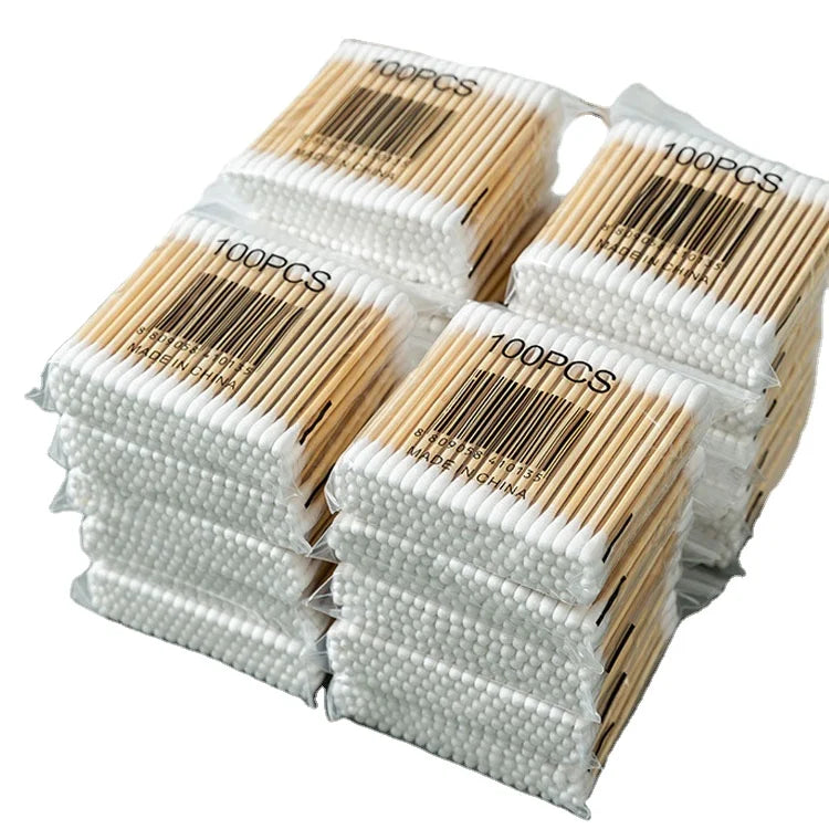 Disposable Double Headed Cleaning Wooden Stick Cotton Swab