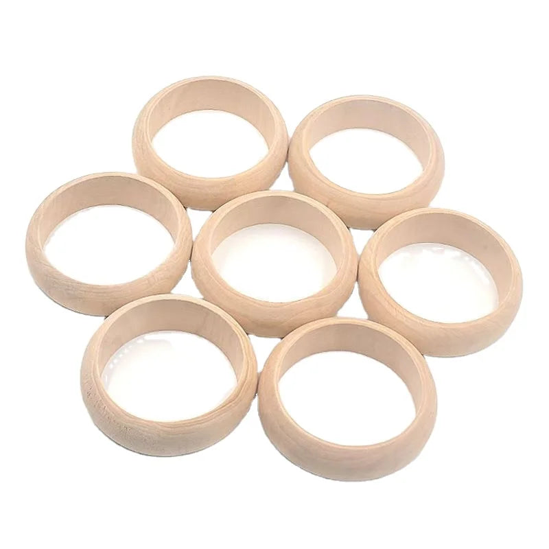 Tailai 3Pcs Unfinished Blank Wood Bangle Bracelets Natural Round Wood Ring Wooden Circle for DIY Painting Craft Jewelry Making