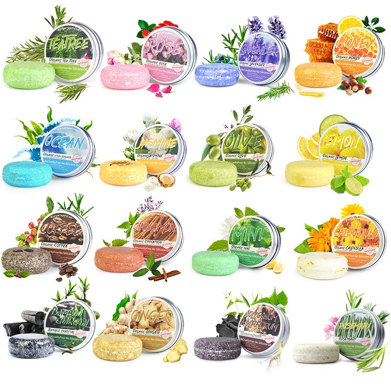 Solid Shampoo Soap Lemon Lavender Jasmine Seaweed Fragrances Olive Oil Ingredients for Hair Strengthening Body Haircare Adults