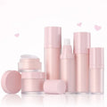 Luxury pink Blue Color Silk Printing logo 30ml 50ml 100ml 120ml Face Skincare Cream Frosted Round Cosmetic Lotion Bottle Pump