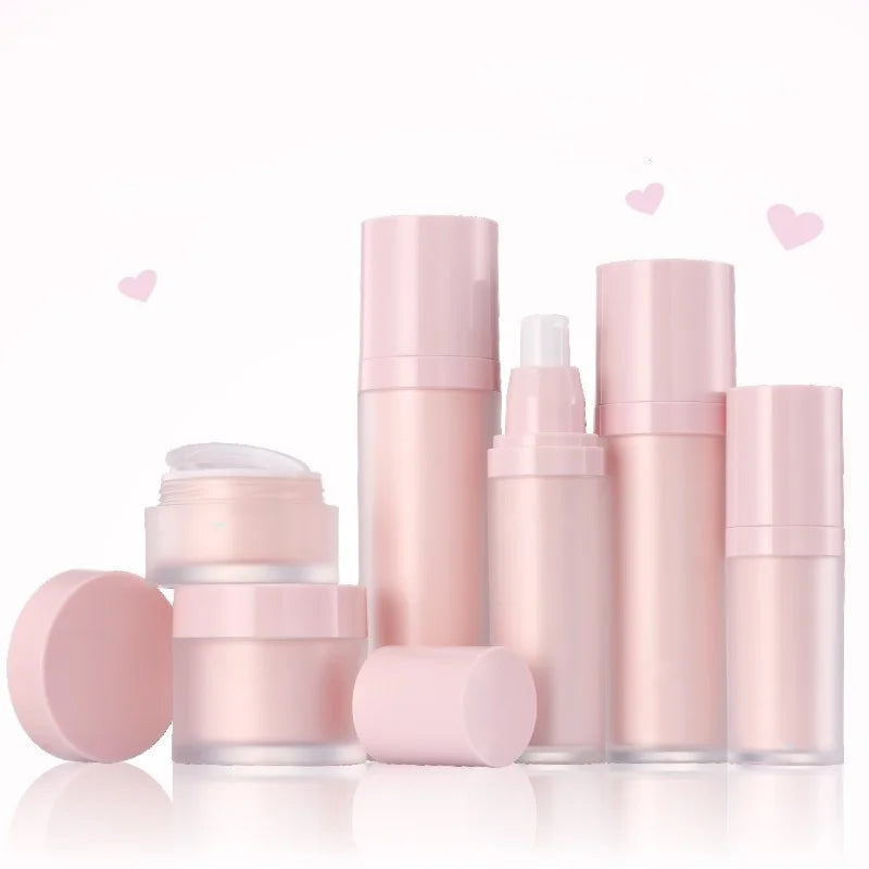 Luxury pink Blue Color Silk Printing logo 30ml 50ml 100ml 120ml Face Skincare Cream Frosted Round Cosmetic Lotion Bottle Pump