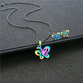 Direct Manufacturer Sale Women's Stainless Steel Butterfly Pendant Necklace Earring Set Colorful Link Chain Gift
