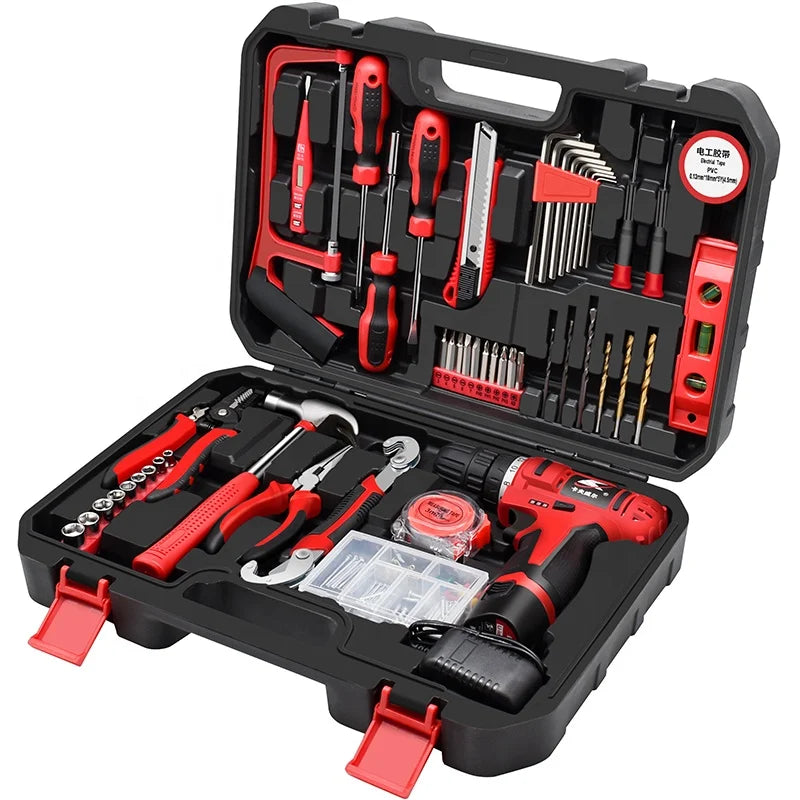KAFUWELL P2982A Promotion Hot Selling Item 109pcs 12V Li-ion Impact Drill Household Hand Tool Set Power Tool Sets