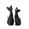 Modern Home Decoration Couple Pair Ceramic Black Cat Statue Ornaments 2 PCS Matte Mini Cat Figurines