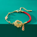Lucky Sign Gold Dragon Bracelet Girl Women Handmade Adjustable Ethnic Chinese Red Rope Bracelets New Year Amulet Jewelry Gifts
